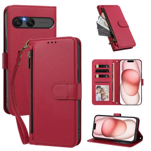 �P�[�X�J�o�[ �Ή��@�� for Sony Xperia 10 VII�y�E�H���b�g�i�t�@�X�i�[�������X�g�X�g���b�v�t���j�A�J�[�h�X���b�g4�{��������1�A�}�O�l�b�g���X�^���h�@�\�zRed