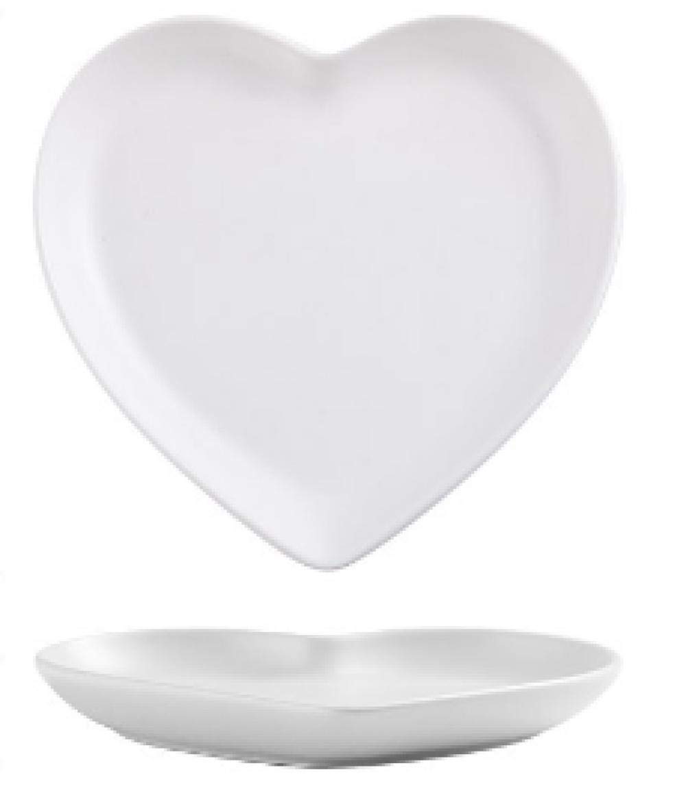 Assiette blanche coeur de pêche en céramique au style nordique épuré