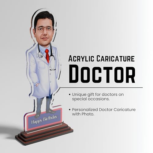 Image of SAVRI Personalized Acrylic Caricature for Doctors - Custom Photo Gift (6x8 inches) - Unique Doctor Appreciation Gift, Clinic & Office Decor, Best Gift for Doctors on Birthdays & Special Occasions