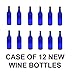 BLUE GLASS WINE BOTTLES Cobalt Bordeaux Style Case of 12 750ml Cork Finish New W5-CB