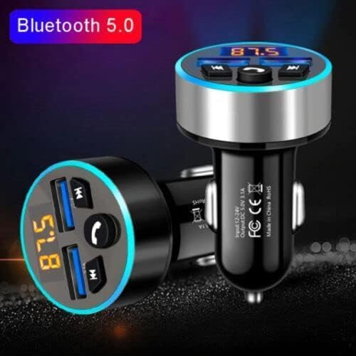 Trasmettitore FM, Bluetooth 5.0, adattatore audio per autoradio lettore MP3 con doppio caricatore USB per telefoni e tablet