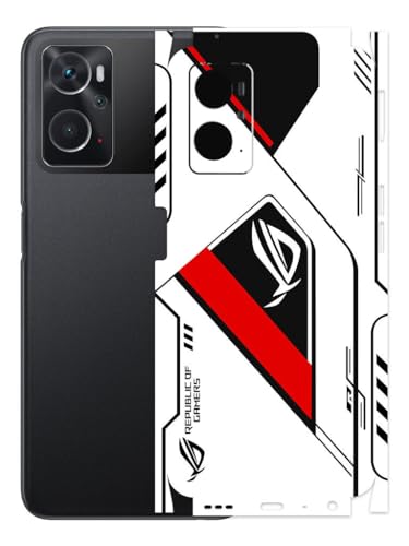 Image of AtOdds - Mobile Back Skin Sticker Wrap Compatible with Oppo K10 (4G) (Coverage - Back+Camera+Sides) (Rog Red)