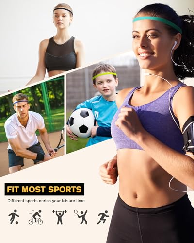 Tumurup Sport Haarband Dünn für Jungen – 5 Stück Elastische Haarbänder Kinder & Sport Stirnband, Antirutsch & Atmungsaktiv für Fußball, Laufen, Yoga