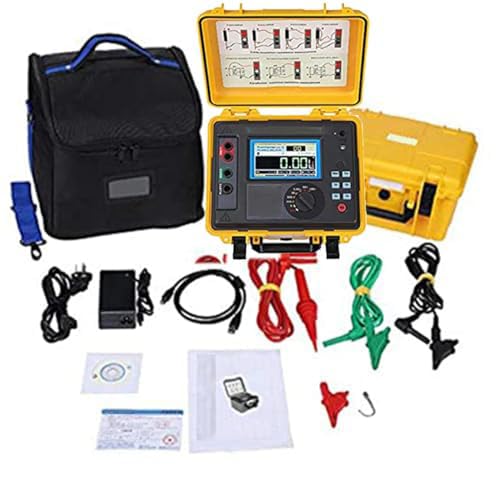 Digital High Voltage Insulation Tester 10 kV Insulation Resistance Tester Kit with Rated Voltage 50V 250V 500V 1000V 2500V 5000V 10kV Max Short Circuit Current 5mA Touch Colorful Screen