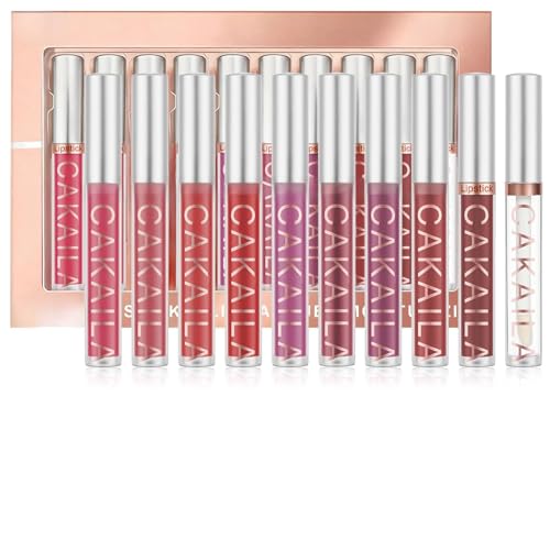 LOPHE Set de Labial Líquido Mate, 10Pcs Barras de Labios Líquidas, Pintalabios Permanente y Lifter Gloss Transparente, Kit de Maquillaje Labios para Mujeres Regalo San Valentín Cumpleaños 02 Tono Rojo