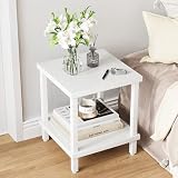 IRCPEN Mesa Auxiliar Pequeña de Madera de Ideal para Salón o Dormitorio Medidas 50x50x58cm Mesa Centro à Deux Niveaux Elegante y Funcional Cuadrado Blanco LET510W