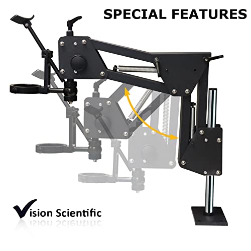Image of VS-11E Binocular Zoom Multi-Directional Microscope | 10x Widefield Eyepiece | 0.7X-4.5X Zoom Range, 7X-45x Magnification Range | Micro-Inserts Stand with Spring Bracket