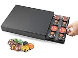 Meelio - Portacápsulas para Nespresso, Dolce Gusto, Tchibo, Lavazza, 20 cápsulas, base antideslizante, cajón de red, color negro