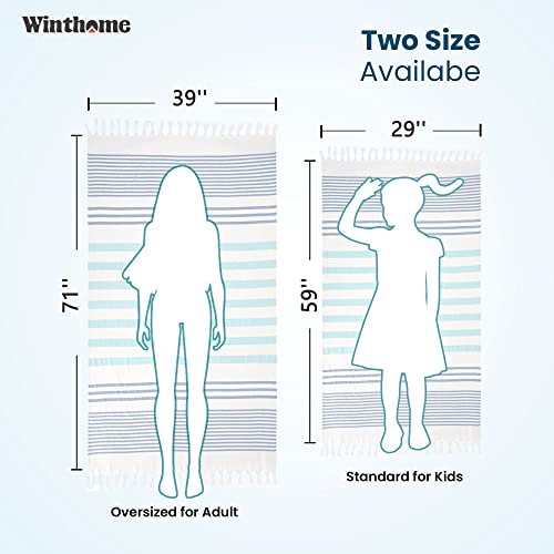 Winthome Bamboo Cotton Turkish Beach Towel Pink 59''X29'' Quick Dry, Lightweight, Travel Towel For Adults Ideal Swim Towel Beach Gifts For Women #TOP5
