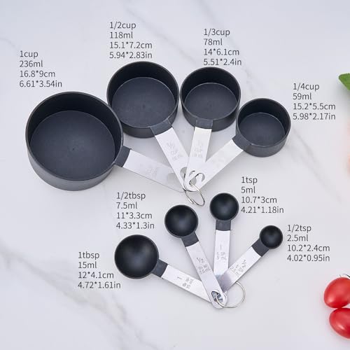 Set negro de tazas y cucharas medidoras 8 piezas miniatura 2