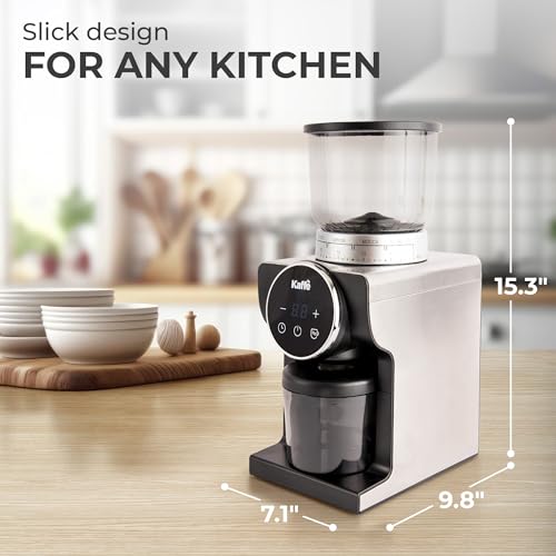 Kaffe Electric Burr Coffee Grinder (9oz) w/ 31 Adjustable Coarseness Settings - Conical Burr - [New Touch Screen w/Timer & Cup Selector] - Precision Coffee Bean Grinder for Home Use - Stainless Steel - Thumbnail 5