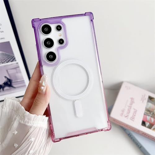 Étui magnétique pour Samsung S24 Ultra et S23 rose violet transparent