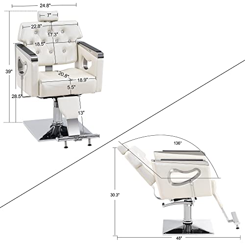 Barberpub Barber Chair Reclining Salon Chair For Hair Stylist, Antique Hair Spa Salon Styling Beauty Equipment 8132(Champagne) #TOP5