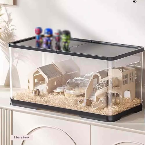JXCCA Cage Hamster Russe Plastique, Maison pour Hamster Confortable, Cage pour Hamster Panoramique à 360°, Matériau As, Conception D'aération, Cadre Intégré