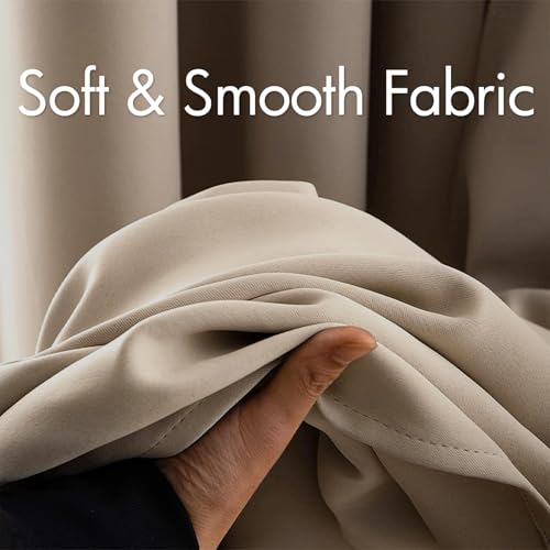 MIULEE Blackout Curtains for Bedroom Living Room Thermal Insulated Room Darkening Grommet Top Solid Light Blocking Drapery Set of 2 Window Panels 52 x 72 Inches Taupe