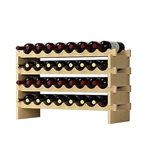 soges Étagère à Bouteilles Casier à vin Bouteilles en Bois Non traité avec 4 étages pour 32 Bouteilles,Taille 90 * 30 * 54CM