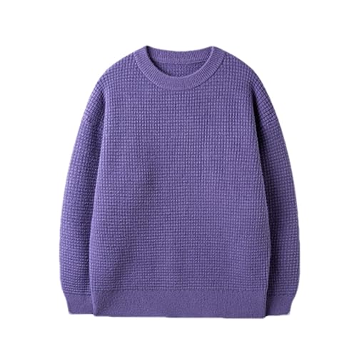 Hndudnff Men Solid Color Sweaters O-Neck Long Sleeve Knitted Sweaters Basic Loose Pullover