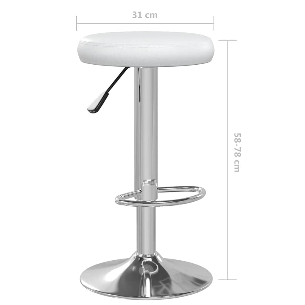 Taboret barowy 2 szt. biała sztuczna skóra z chromowaną ramą stalową z regulacją wysokości, obrotowy o 360 stopni, stołek barowy do kuchni, baru i lady, komfort siedzenia i stabilność