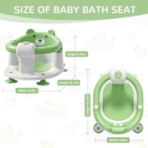 Image of Baby Bath Seat for Babies 6 Months & up, Non-Slip Toddler Bath Seats for Babies Sitting Up, Safe Infant & Newborn Bathtub Chair with 4 Suction Cups & Soft Cushion for Shower,Gray
