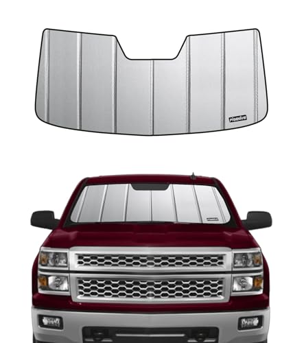 Pigenius Windshield Sun Shade for Chevy Silverado/GMC Sierra 1500 (2014-2018),Silverado/Sierra 2500/3500 (2015-2019),Sierra 1500 LTD 2019,Silverado 1500 LD 2019,Without Sensor,6 Layers Sun Shield