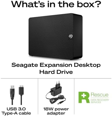 Seagate Expansion 24TB External Hard Drive HDD - USB 3.0, with Rescue Data Recovery Services (STKP24000400) - 2