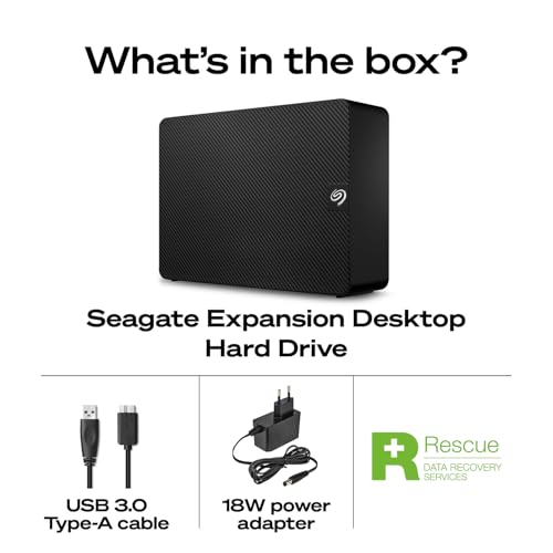 Image of Seagate Expansion Desktop 26TB, External HDD - USB 3.0 for Windows and Mac with 3 yr Data Recovery Services, (STKP26000400)