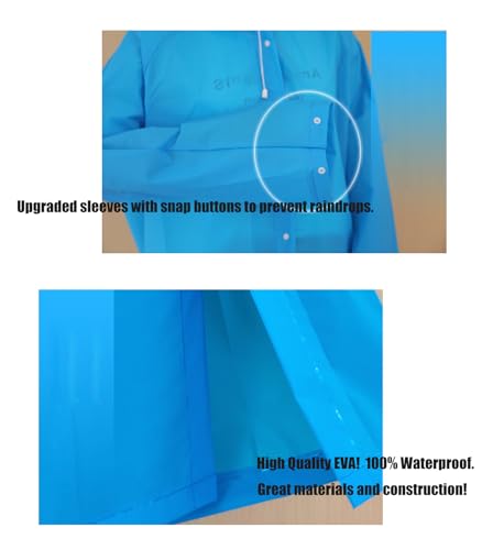 Rain Ponchos for Adults, Reusable Raincoat Rain Jacket with Adjustable Sleeves and Wide Brimmed Hood4