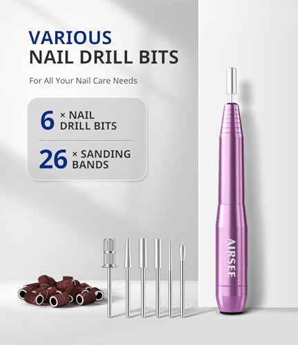 image for AIRSEE Studio Basic Electric Nail Drill, USB Portable Nail E File Mach