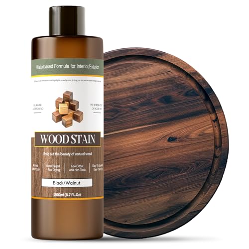 Wood Stain - Stain for Wood - Natural Stain for Furniture - Water Based | Fast Drying, Low Odor - Outdoor & Indoor Paint for Paneling, Cabinets and More - 6.7oz (Black/Walnut)
