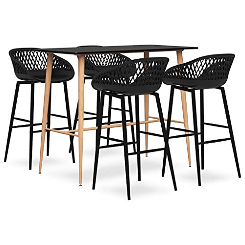 GCHDHAPB Juego de muebles para el hogar, muebles de cocina y comedor, juego de bar de 5 piezas, color negro