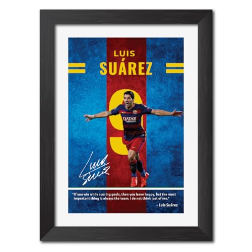 Image of TenorArts Luis Suarez Quotes Poster Frame Barcelona Laminated Photo Framed Painting with Matt Finish Black Textues (12 inches x 9inches)
