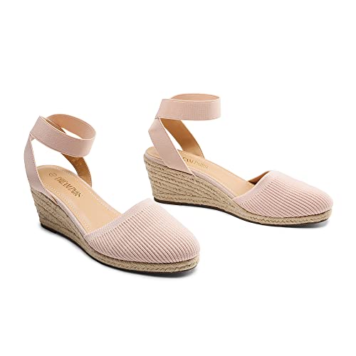 Image of DREAM PAIRS Women's Ankle Strap Wedge Sandals | Espadrilles Sandals, Elastic Ankle Strap, Cushioned Comfort for Summer Outfit, Fashion Dressy Shoes