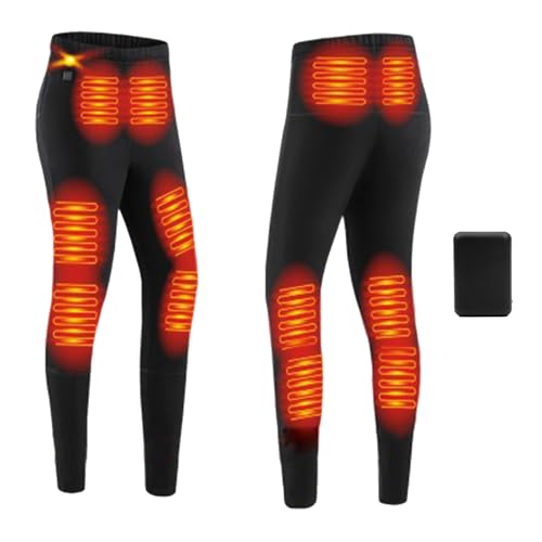 TOVCHEI Hombres Mujeres Ropa Interior Térmica Pantalones 12 Zonas Calefacción USB Eléctrico Polar Térmico Forrado Pantalones para Clima Frío,Women Black,XL