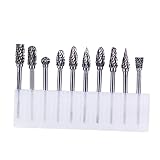 HEALLILY 10pcs Tungsten Steel Carbide Rotary Burrs Double Cut 3mm Shank 6mm Cutter Set for Cutting Engraving and Polishing
