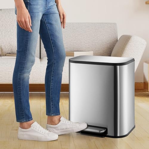 Caneca de basura rectangular de acero inoxidable de 20 L miniatura 7