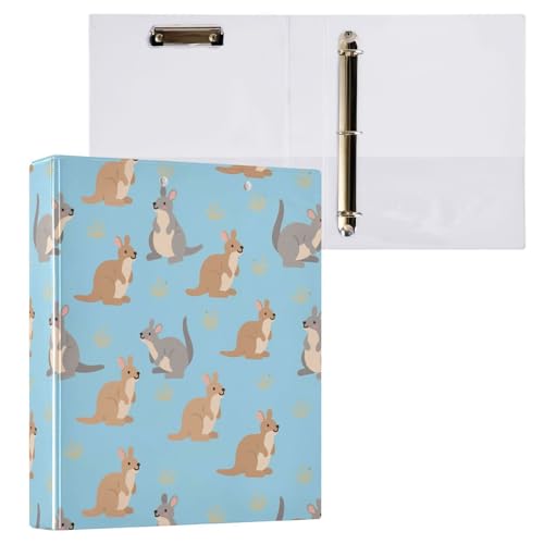 ALAZA Kangaroo Blue 3 Ring Binder Holds of 200 Sheets Fits Letter Sized Paper D-Ring Organizer for School Home Work Office Supplies 2 Pack