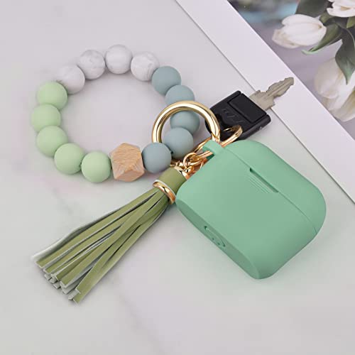 Image of Filoto Silicone Airpod 3rd Generation Case Cover with Bracelet Keychain, Cute Protective Case for Apple Air Pod 3 Wireless Charging Case Women Girl, Cactus Green