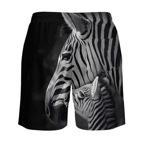 Black and White African Wildlife Zebra Mens Swim Trunks with Quick-Drying Lining Beach Shorts for Outdoor Sports4