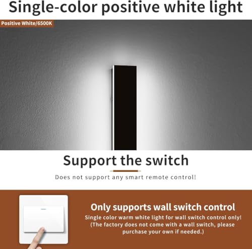 Image of 2 Pack 23.6inch Long Outdoor Led Wall Light, IP65 Waterproof Black Outside Porch Light, 6000K Cold White, 24W, Modern Exterior Wall Sconces Lighting for Garage, Patio, House, Garden