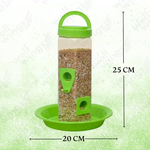Image of Hanging Bird Feeder for Outdoor Garden - Large Plastic Wild Bird Food Feeder Station for Balcony, Yard & Patio (2 Pack of Food)