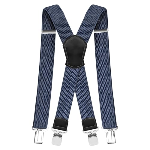 Pejoye Hosenträger für Herren Breit Arbeitshosen Stark Motorradhose Lang X Form 4 Metall Clips Einstellbar und Elastisch Einheitsgröße für Männer und Damen