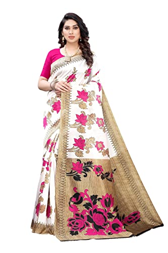 Sari en soie de qualité supérieure imprimé floral indien traditionnel