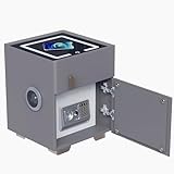 QHRAY Smart Nightstand with Drawers and Safe,Nightstand with Wireless Charging, Modern Bedside Table with Strongbox, USB Night Stand,LED Lights Bluetooth Speaker Side Table for Bedroom, Office