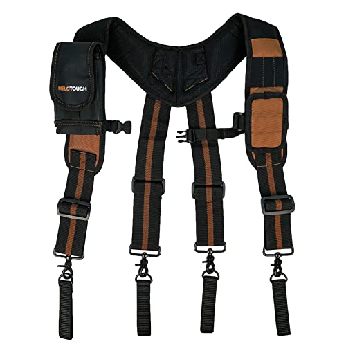 Image of MELOTOUGH Magnetic Tool Belt Suspenders with Magnetic WristBand for Work Belt Padded Suspenders Constrcution