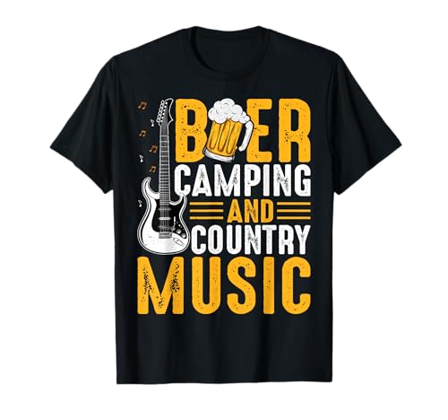Beer Camping and Country Music - Country Music Guitar Camper Camiseta