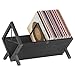 YATINEY Vinyl Record Holder, Record Storage Rack Holds 80-100 LP，Wooden and Metal Record Organizer, Quick Assembly Magazine Holder Vinyl Record Display Stand for CDs, Magazine, Albums, Black CJ06BB