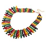 Operitacx Handgefertigte mit Mehrlagigem Design Perlen Afrikanische Halskette Leicht und Komfortabel...