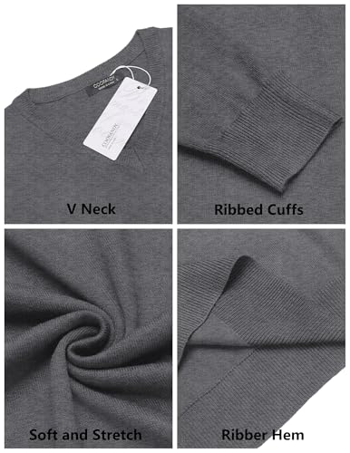 Image of COOFANDY Mens Casual V Neck Sweater Knit Slim Fit Long Sleeve Pullover Top