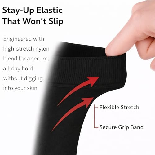 Image of Diamond Star Women's Trouser Socks, Opaque Knee High Nylon Socks, Stretchy Comfort Fit for Work and Casual, 6 Pairs