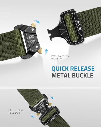 Image of FAIRWIN Tactical Belt, Military Style Webbing Riggers Web Gun Belt with Heavy-Duty Quick-Release Metal Buckle